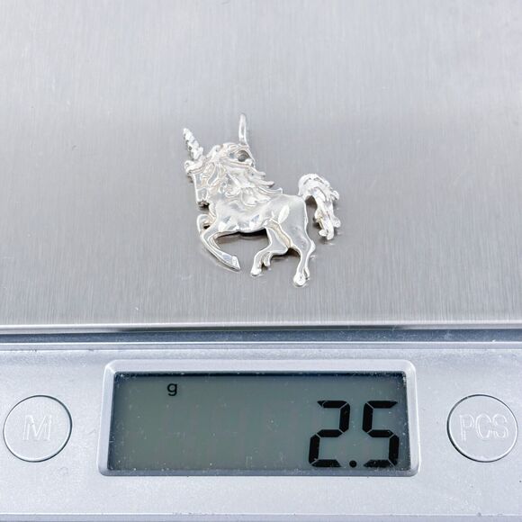 Vintage Sterling Silver 925 Prancing Unicorn Pendant - Picture 5 of 6